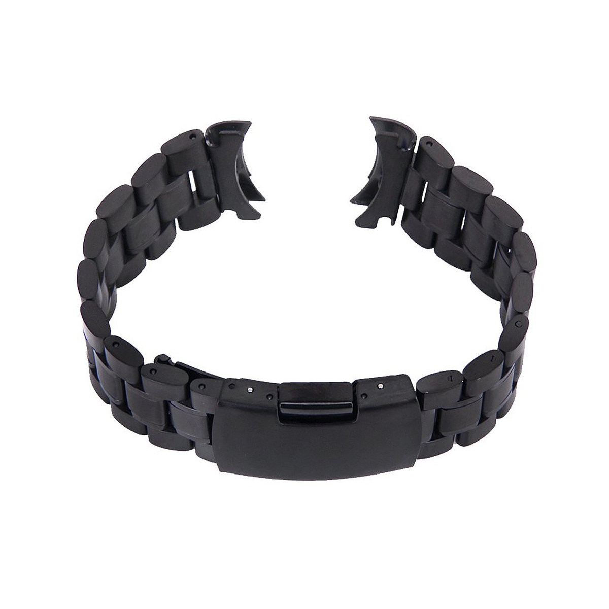 Curved Spring Bar - ステンレス製腕時計バンド2本セット、ブラック、20mm、湾曲エンド、折りたたみ式クラスプ、プッシュボタン、ソリッドリンク、スプリングバー、交換用