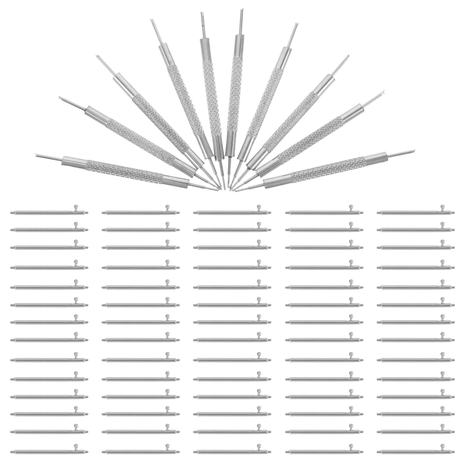 Spring Bar Tool Set - 110個入り ステンレス製 時計用スプリングバー ピン、クイックリリース修理ツールセット、バンドピン取り外し用、リンク調整用、時計バンド修理キット