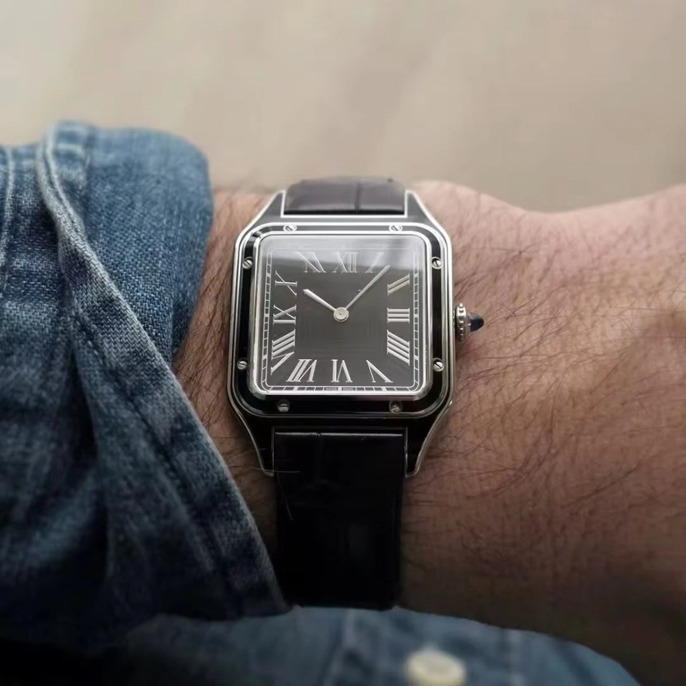 15.5mm、17.5mm、19mmのワニ柄カーフスキン製腕 - Cartier Watch Santos のレビューと価格