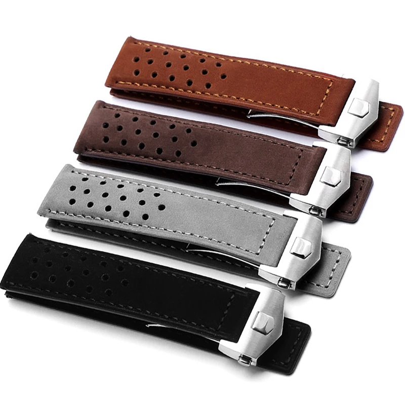 本革リストバンドタグホイヤーカレラモナコシリーズつや消し牛革 - Curved Spring Bar のレビューと価格