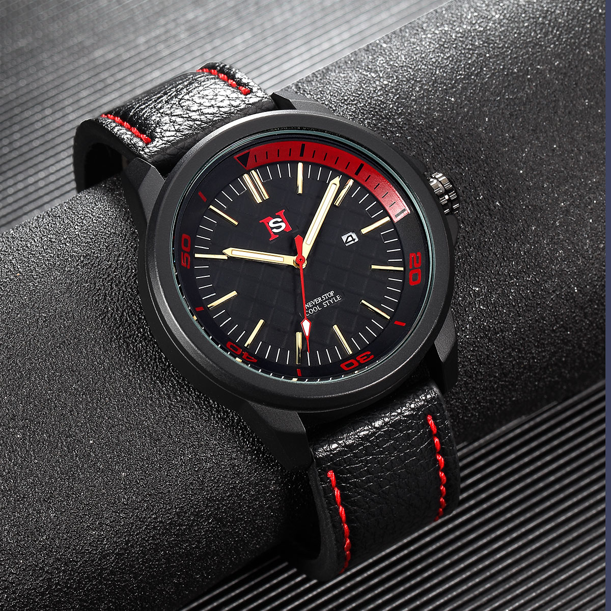 Ns-メンズレザーウォッチ、シンプル、ファッション、アウトド - Suede Strap Watch のレビューと価格